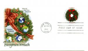 4814 Evergreen Wreath, Christmas 2013, ArtCraft FDC