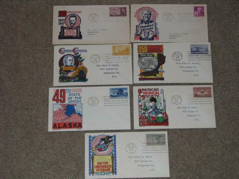 US FDC`s, 1940`s-50s, Cachets by Ken Boll & Cachetcraft