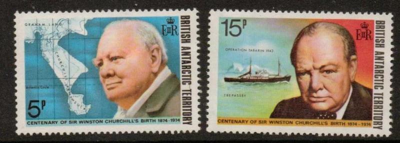 BRITISH ANTARCTIC TERR. SG61/2 1974 CHURCHILL MNH