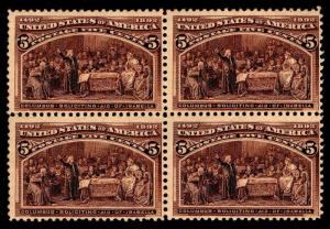 US.# 234 COLUMBIAN .05c RARE BLOCK OF 4 - OGNH  FINE - $240.00 (ESP#320)