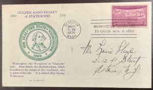 858 Grandy cachet Washington Statehood FDC 1939