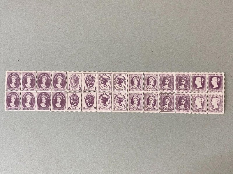 GERALD KING 'WONDERLAND' FANTASY STAMPS - BLOCK OF 28