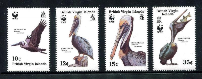 Virgin Islands 621-624, MNH, Birds: Brown Pelican  WWF 1988, x19074