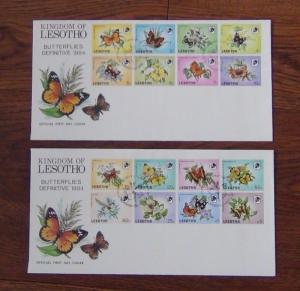 Lesotho 1984 Butterflies set complete to 5m on two First Day Cover