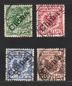 Germany PO in China 1898 Ovpt China diagonally (4v) F. Used CV$70 Lot2