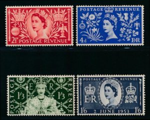 GREAT BRITAIN 313-316 MINT F-VF NH QEII CORONATION