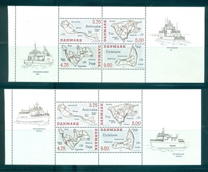 Denmark - Sc# 1025a. 1995 Danish Isles. MNH Panes Both Labels. $30.00.