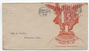 1899 Kansas Moline Plow Co. Stamp collar ad cover Barr-Fyke machine [y2344]