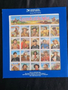 US Stamps # 2870 Legends of the West Error Sheet in Blue Envelope Scott $125.00