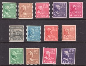 1939 United States Sc# 839-51 Coil Set of Historical Figures MNH Cv$33.90