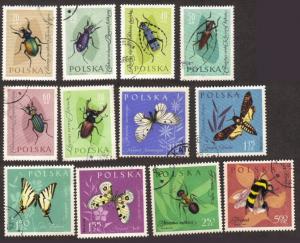 Poland #1029-40 big insects set used