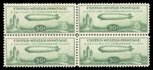 United States, Air Post #C18 Cat$270 (as singles), 1933 50c green, block of f...