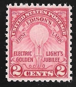 655 2 cents Edison Stamp mint OG NH EGRADED VF-XF 85