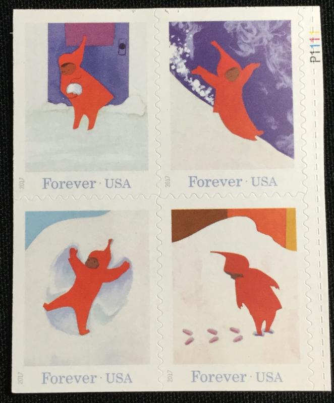 US #5243-5246 (5246a) MNH PN Block of 4 Snowy Day  (.49) SCV $4.00