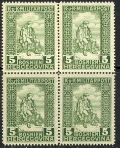 BOSNIA AND HERZEGOVINA 1916 5h+2h Wounded Soldier BLOCK 4 Semi Postal Sc B9 MNH