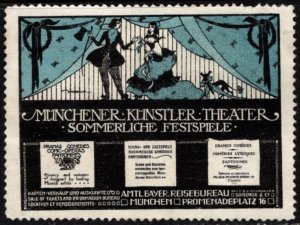 Vintage Germany Poster Stamp Munich Artist Theater Summer Festival Show