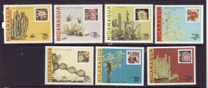 Nicaragua-Sc#1639-45-unused NH set-Flowers-Flora-Cacti-1987-