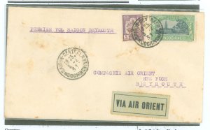 Indo-China 127/136 On cover from Saigon to Beirut dated 3/2/37, backstamped Beirut receiver, Penang Transit.