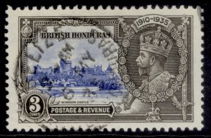 BRITISH HONDURAS GV SG143, 3c uSILVER JUBILEE, FINE USED CDS. 