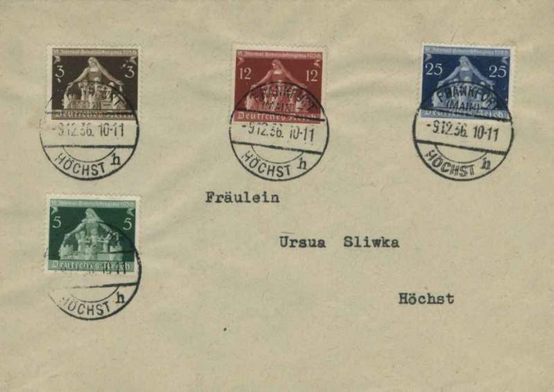 Germany 3pf, 5pf, 12pf and 25pf International Congress of Municipalities 1936...