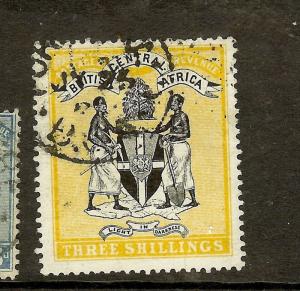 NYASALAND (P2306B) BRITISH CENTRAL AFRICA ARMS 3/- SG27  SON CDS VFU