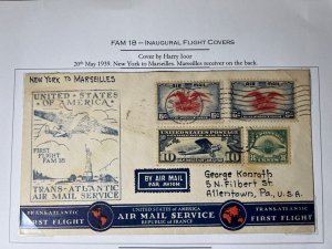 1939 USA Airmail FAM 18 FFC Cover New York NY to Allentown PA Harry Ioor Cachet