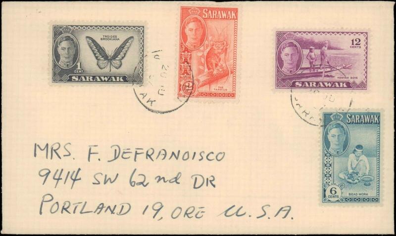 SARAWAK MULTI STAMP TO UNITED STATES  #213