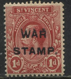 St. Vincent KGV 1916 overprinted War Stamp DOUBLE OVERPRINT Type 3 mint o.g.