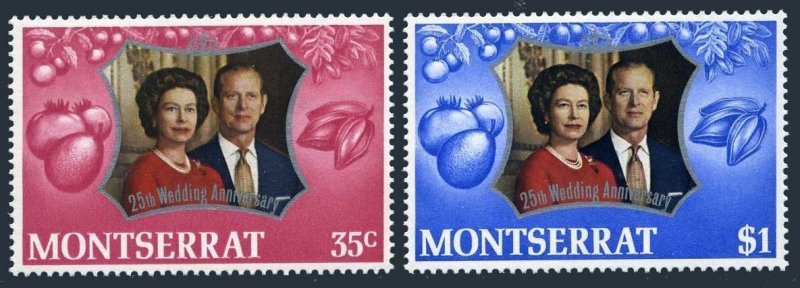 Montserrat 286-287 two sets,MNH.Mi 285-286. QE II Silver Wedding,1972.Tomatoes,