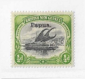 Papua  Sc #19  1/2p  green and black