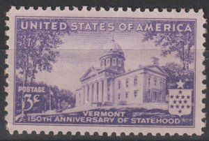 U.S.  Scott# 903 1941 VF MNH Vermont Statehood