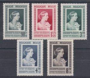 Belgium Sc B498-B502 MLH. 1951 Queen Elisabeth semi-postals cplt, VF