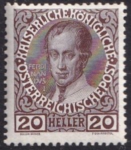 Austria 117 (mlh) 20h Ferdinand I, choc (1908)