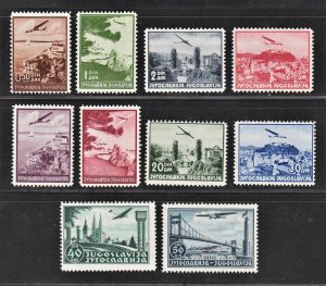 YUGOSLAVIA 1937-40 Airmail Stamps (10v, 2 Cpt Sets) MNH CV$30