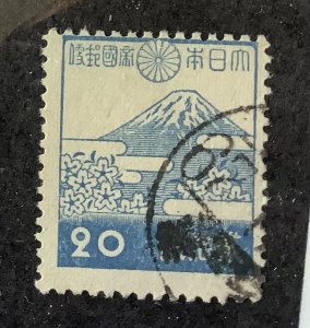 Japan 1942/45  Scott  338   - 20s,   Mt Fuji & Cherry blossoms