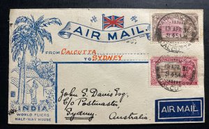 1931 Calcutta India Early Airmail First Flight Cover FFC To Sydney Australia