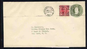 United States First Day Covers #561 Cat$175, 1923 9c Jefferson on 1c Statione...