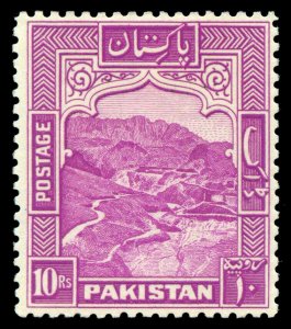 Pakistan 1938 KGVI 10r magenta (p12) MLH. SG 41a. Sc 41b.