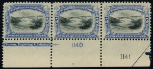 USA Scott# 297 Plate # Strip of 3 w/Imprint Mint NH SCV $625 *CHOICE*  (51781)