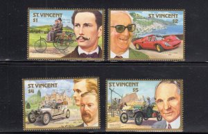 ST. VINCENT #1044-1047 1987 AUTOMOBILE CENTENARY MINT VF NH O.G