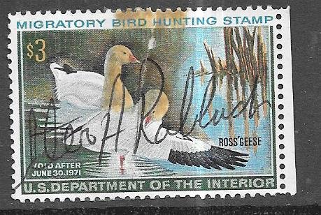 US #RW37  1970  $3 Federal Duck Stamp  (U) multicolored  CV$8.00