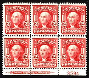 U.S. #319 MINT PL# Block OG HR 