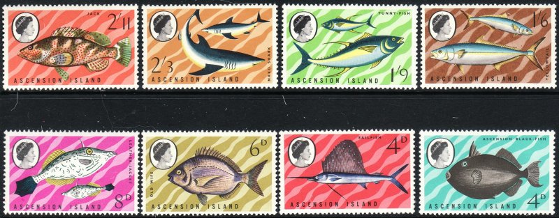 1968 - 1969 Ascension Fish complete set MNH Sc# 118 / 125  $8.65