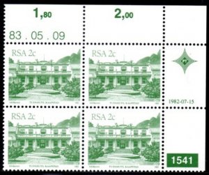 South Africa - 1982 Architecture 2c 1983.05.09 Plate Block MNH** SG 512a