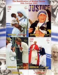 Somalia 2003 Beatification Mother Teresa/Pope John Paul II/Diana Shlt.PERF.MNH