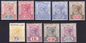 Seychelles 1897 2c-2r25 KeyPlate Die II SG 28-36 Sc2/21 LMM/MLH Cat £300($400)