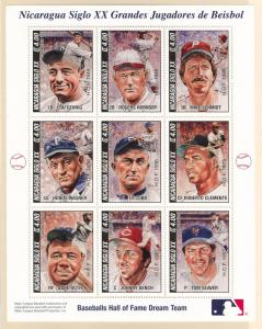 Nicaragua Scott 2168 MNH** US Baseball Hall of Fame sheet