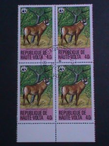 BURKINA FASO -1979 SC#507 WWF, WORLD WILDLIFE FUND-PROTED ANIMALS CTO BLOCK-VF