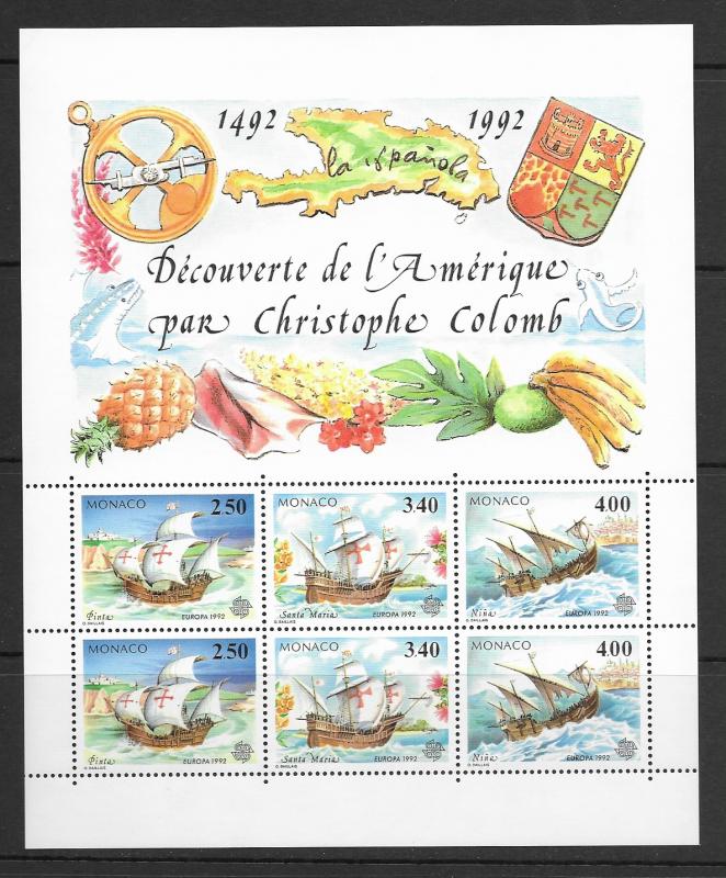 Monaco 1816a sheet MNH vf, see desc. 2019 CV$15.00