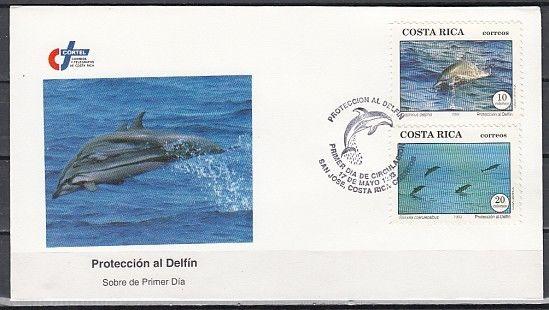 Costa Rica, Scott cat. 453-454. Dolphin Protection issue on a First day cover.